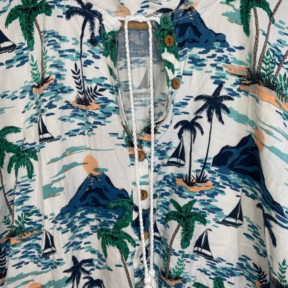 Emerson Fry Naja Caftan Coastal Print Mini Dress - Picture 3 of 8